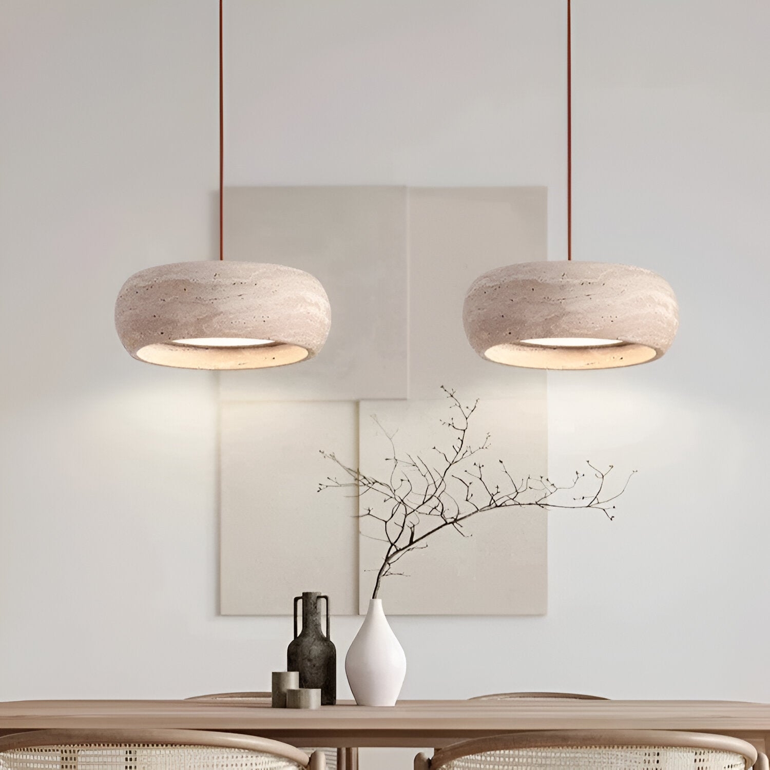 Wabi Sabi Style Travertine Stone Pendant Light D934