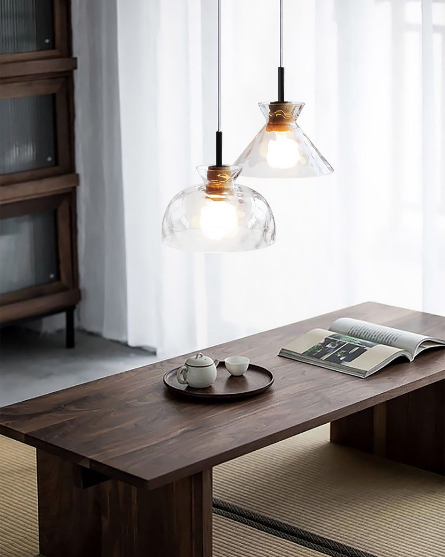 Wavy Glass Pendant Light - Ripple Glass Pendant Light for Dining Room K610