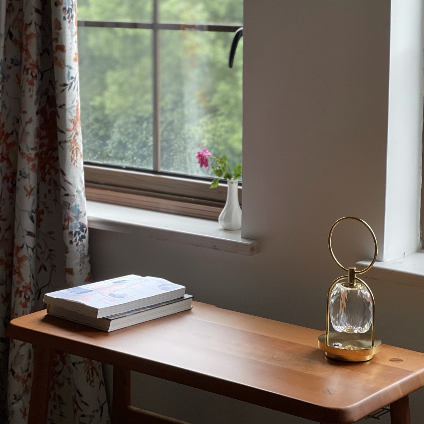 Vintage Brass Crystal Rechargeable Lamp
