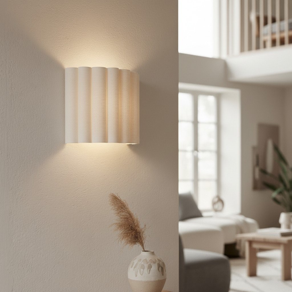 Velura Linen Fold Wall Sconce - Fabric Soft Pleated Design Ambient Lighting for Bedroom or Hallway K1761