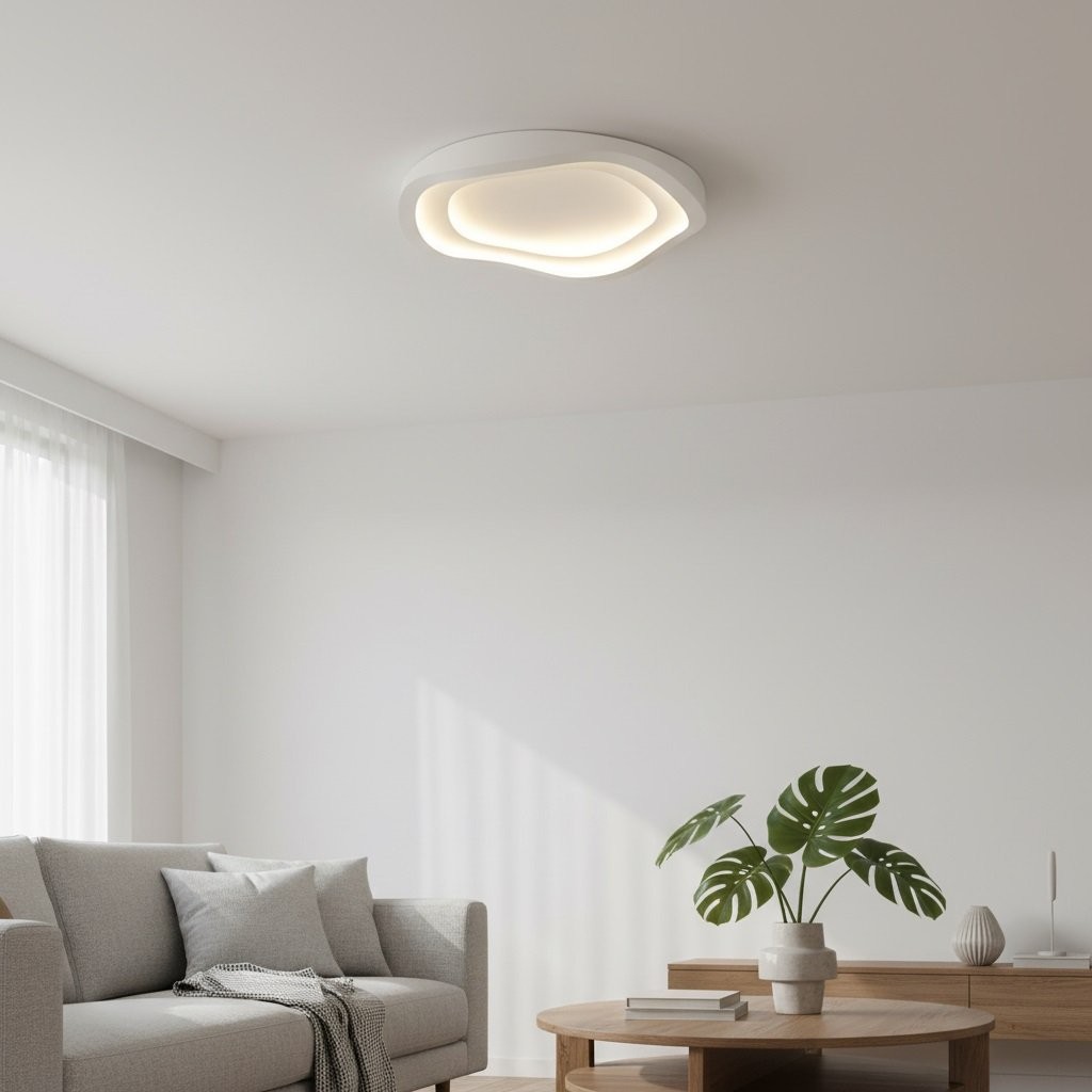 Aeris Elionis Ripple Pattern LED Ceiling Light - Minimalist Iron & Acrylic Flush Mount for Living Room K1770
