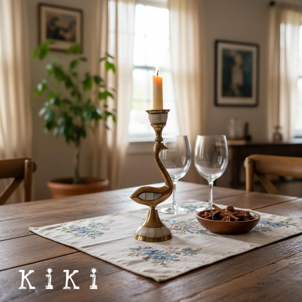 Ossik Veld Vintage Nordic Shell and Cow Bones Candle Holder for Dining Table K2363