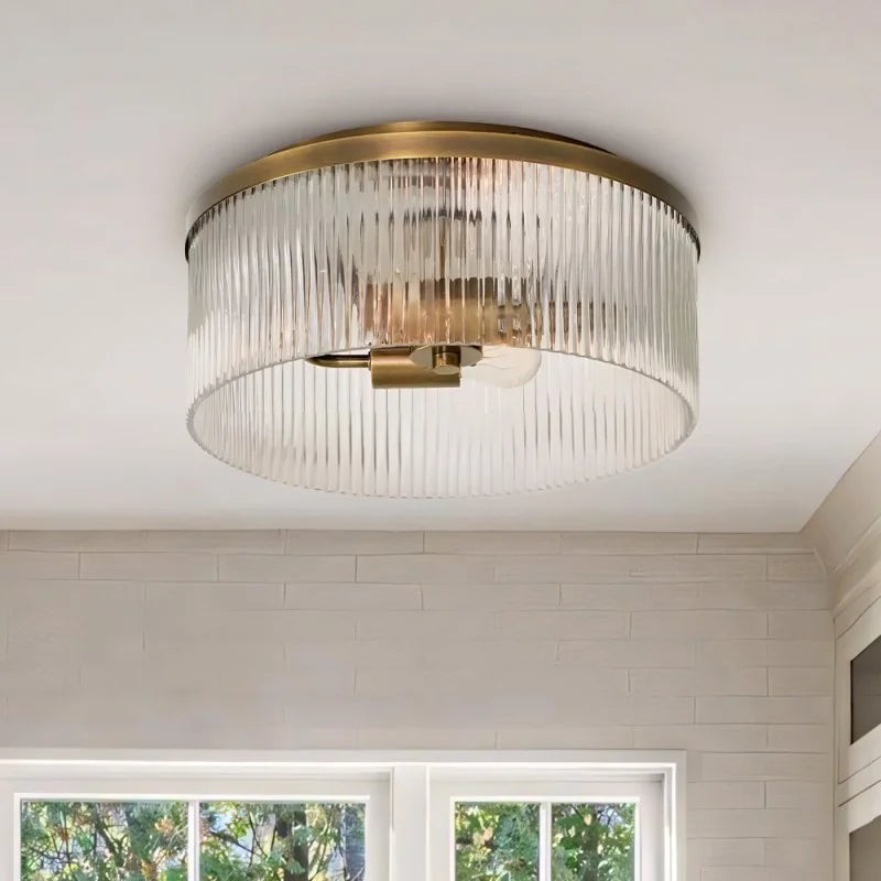 Bravira Copper Ribbed Glass Flush Mount Ceiling Lamp K837
