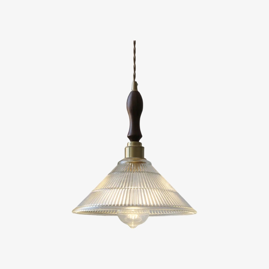 Ribilux Ribbed Pendant Light - Vintage Glass and Metal for Kitchen and Dining Room K2280