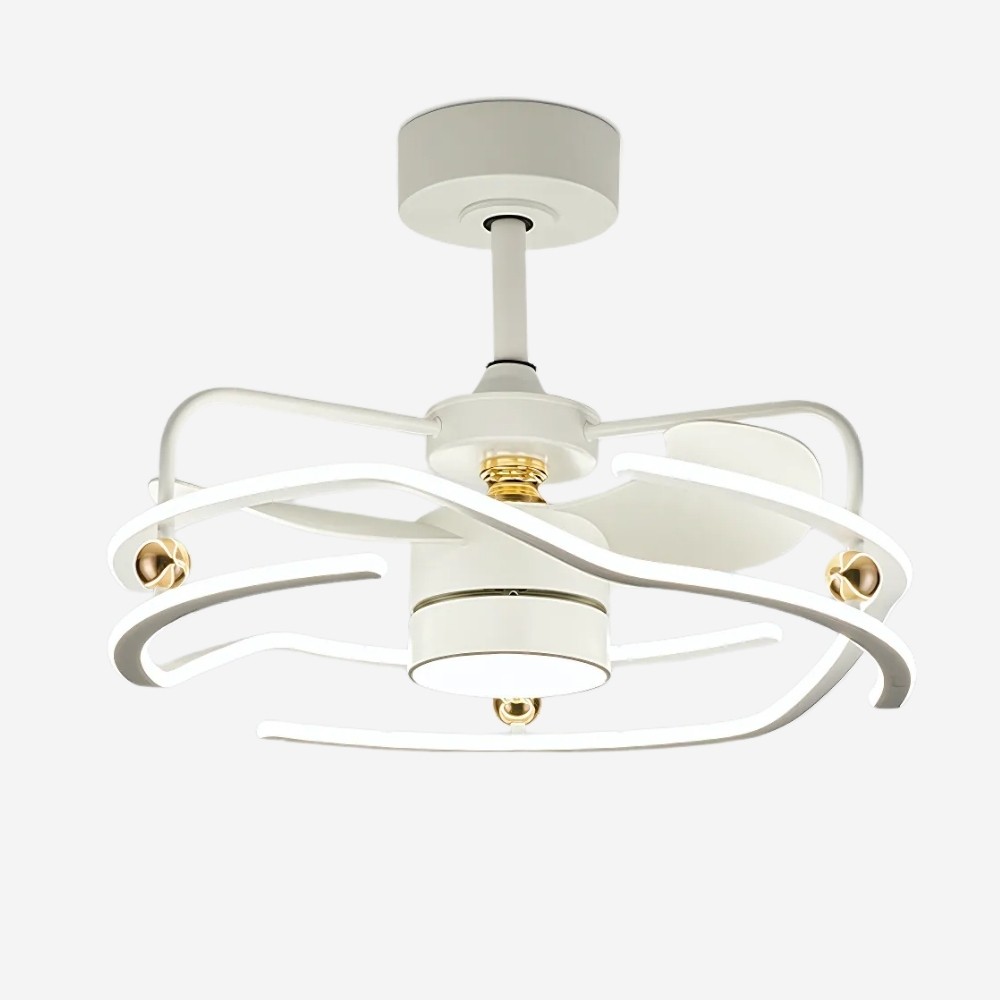 Modern White Led Ceiling Fan Light For Dining Room K1103