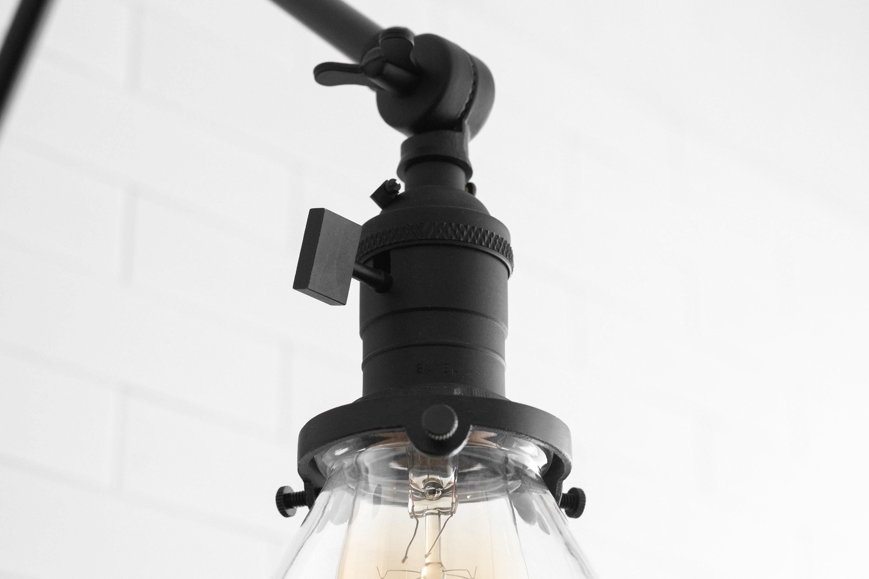 Conique Metal Industrial Wall Sconce with Adjustable Arm - Vintage Glass Cone Shade K1469