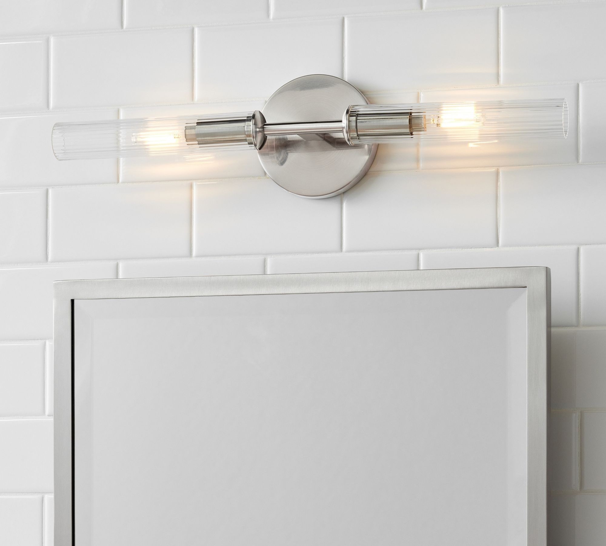 Bravira Ribbed Glass Tube Wall Sconce - Wall Light for Living Room and Hallway K1327