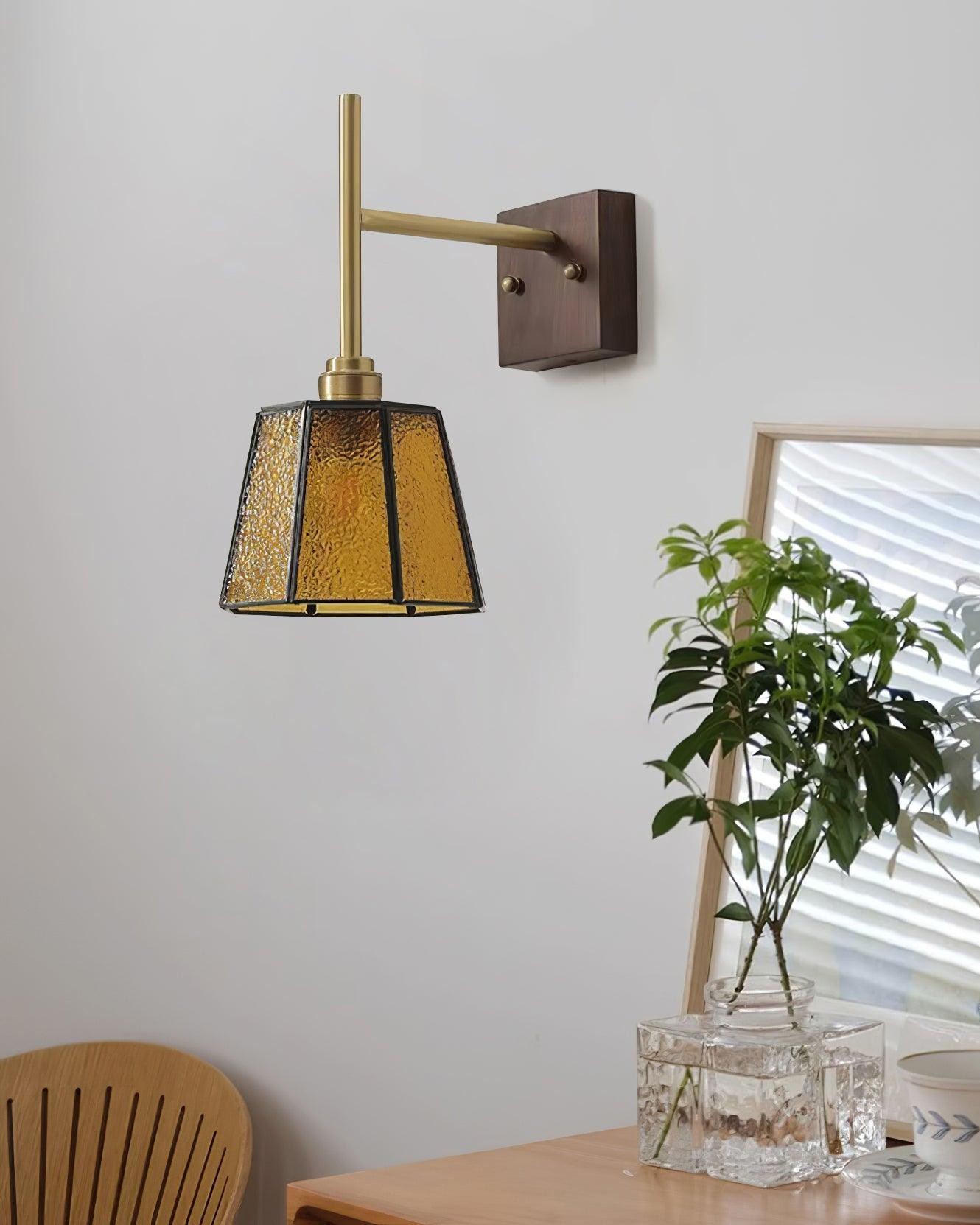 Vintage Brass Walnut Wall Lamp K754