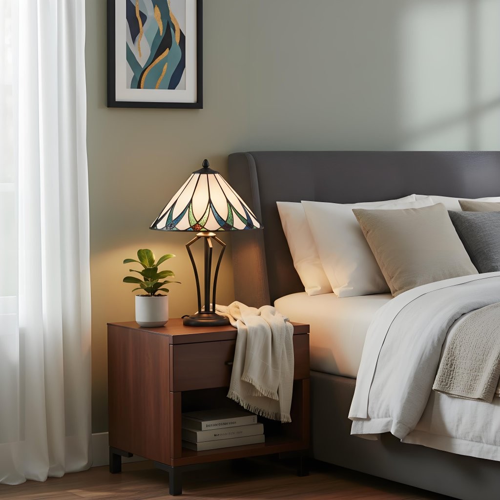 TF Allanton Elegant Ripple Glass Table Lamp - Vintage Style Accent for Bedroom K1949