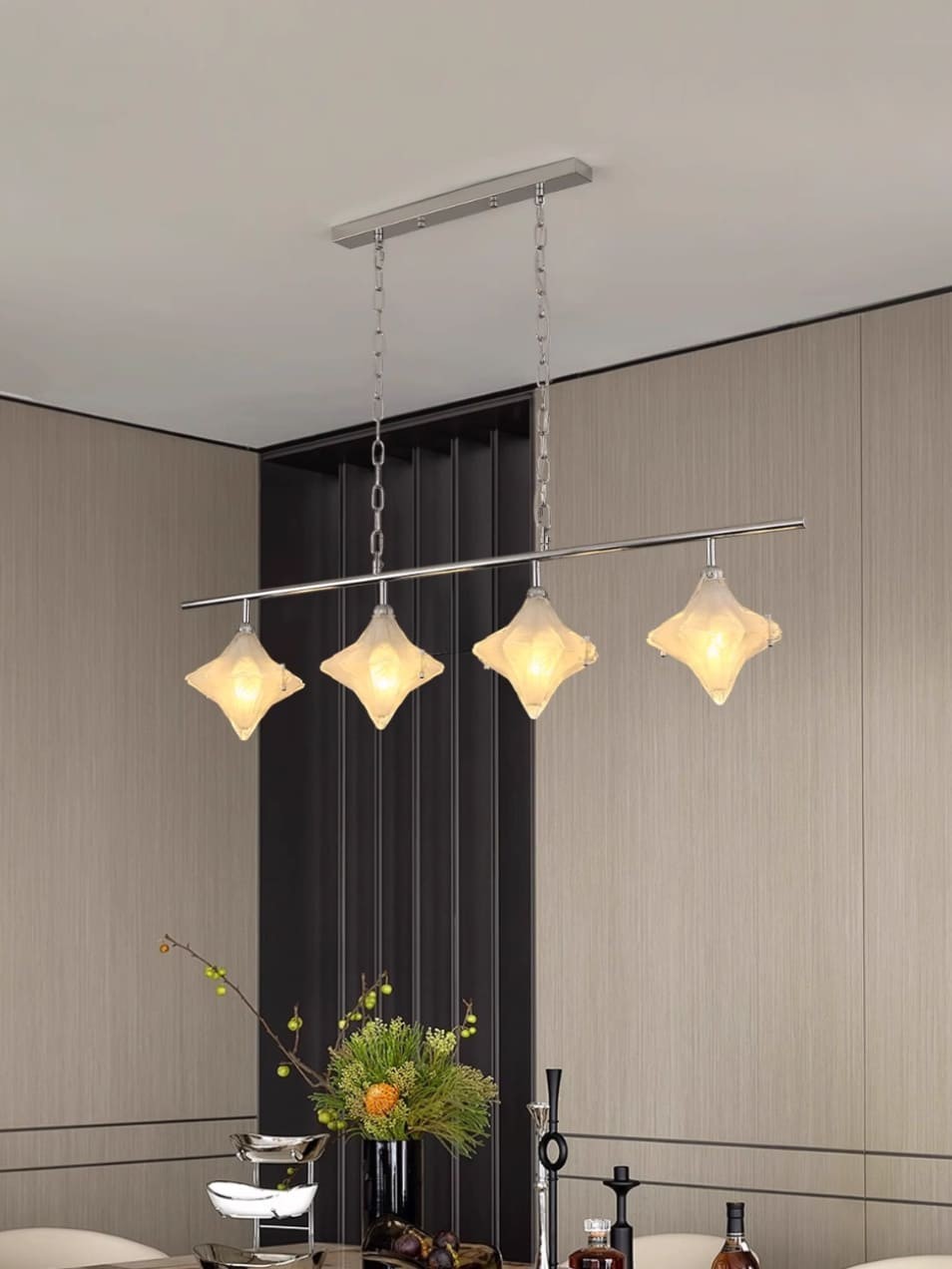 Art Deco Star Linear Pendant Light - Elegant Lighting for Kitchen Island  - Astris Cassiopeia K1577