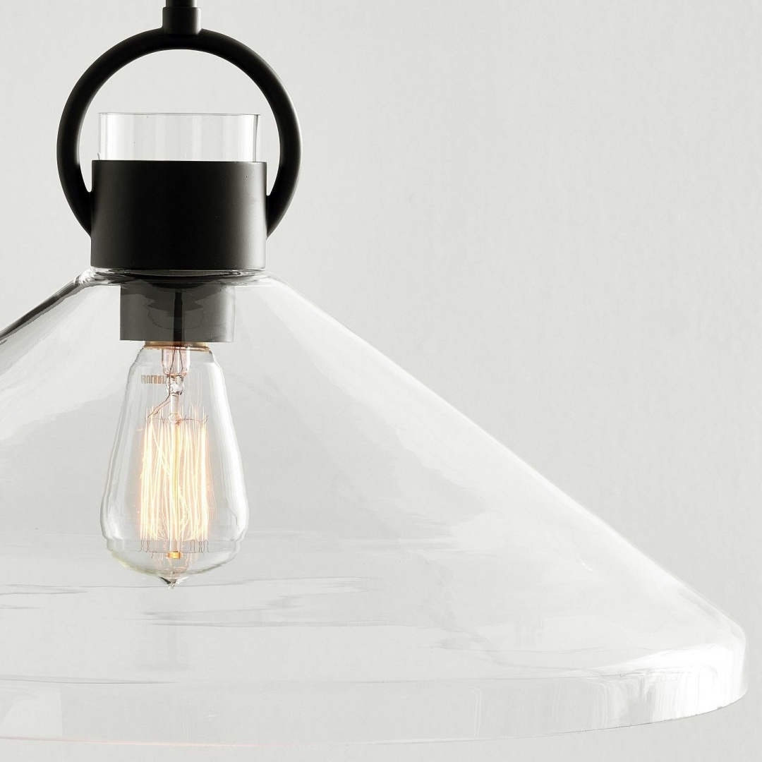Orvessa Elegant Cone Pendant Light - Clear Glass Pendant Lamp for Kitchen K2360
