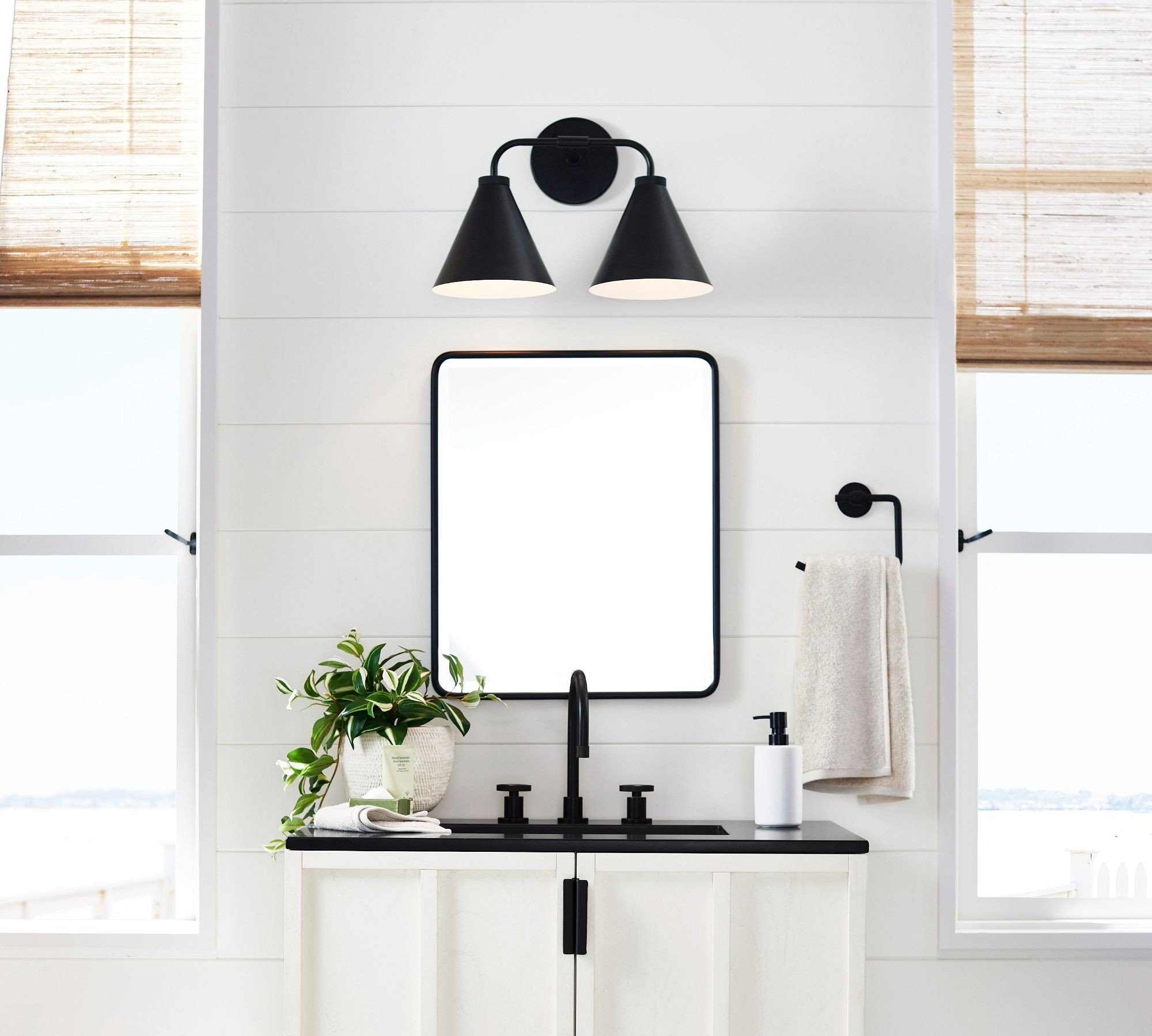 Korvi Iron Tapered Sconce Light - Wall Fixture in Black or Brass K1209