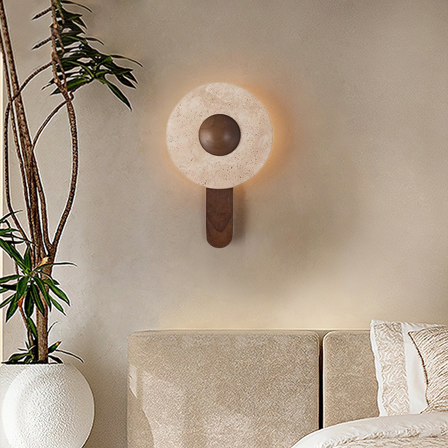 Yellow Travertine Wood Wall Lamp K849