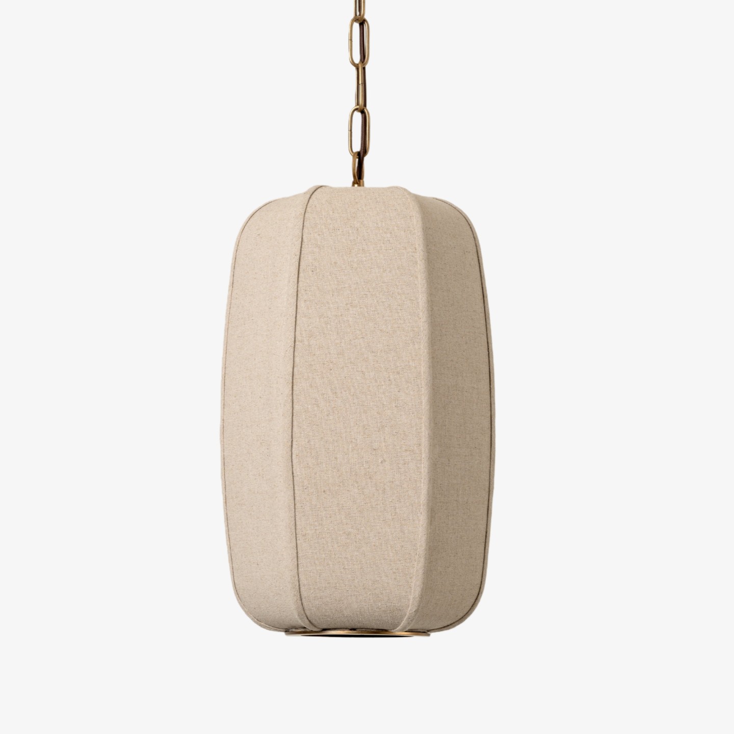 Loomis Tall Pendant - Textured Linen Shade Aged Brass Ceiling Light for Dining Room and Kitchen K2058