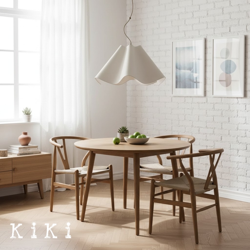 Oslan Cruved Linen Pendant Light - Modern Scalloped Pendant Lamp for Dining Room K1297