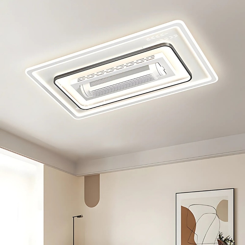 Modern LED Flat Quiet Bladeless Ceiling Fan LIght K1105