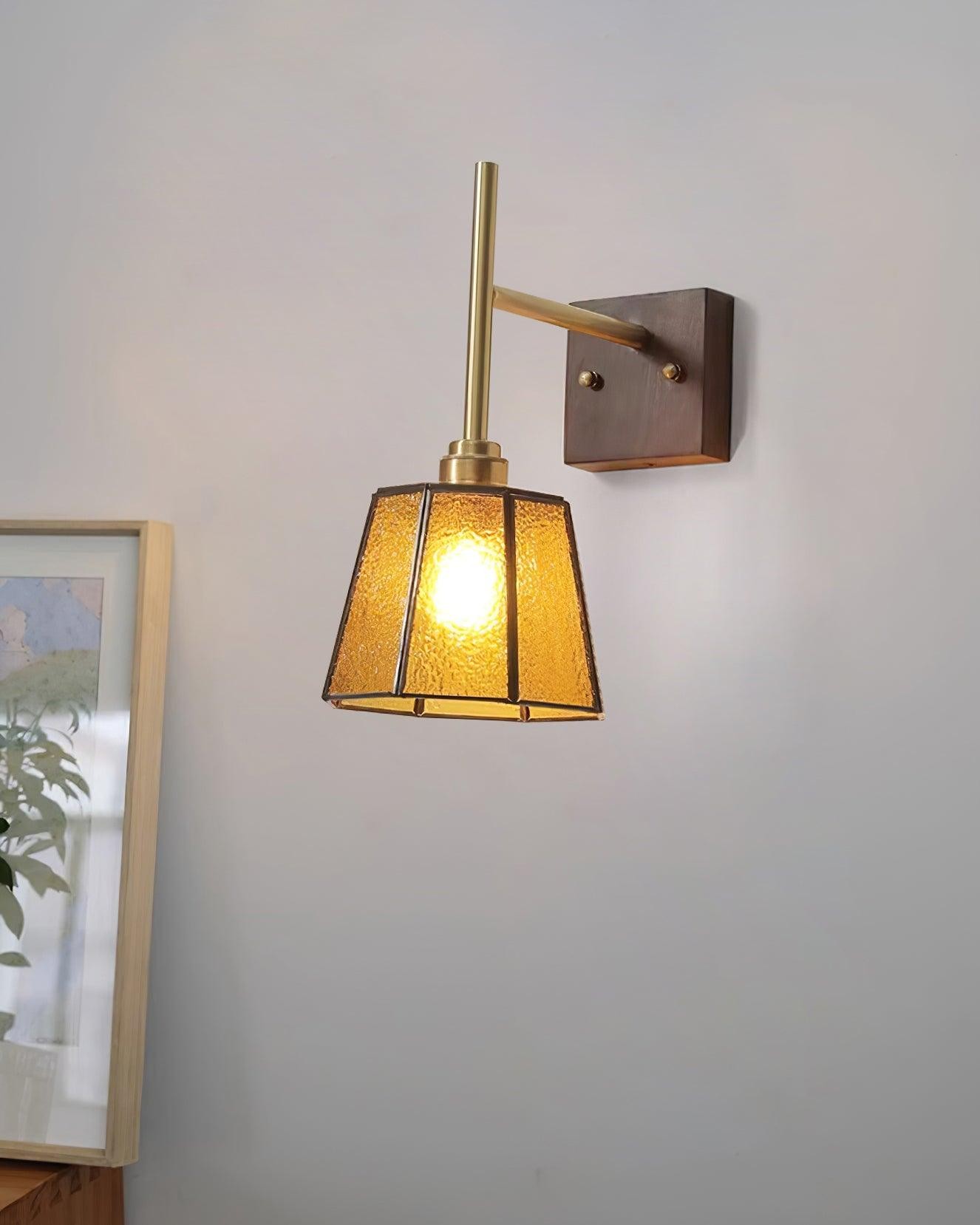 Vintage Brass Walnut Wall Lamp K754