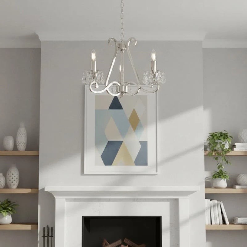 Talonis Crystal Chandelier - Traditional Candle-Style Brass and Nickel for Living Room and Dining Room K1930