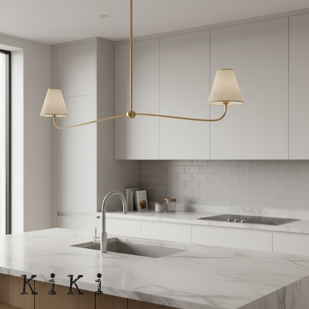 Fibura Modern Multi-Light Chandelier – Sleek 2 or 6-Light Design with Linen Shades K1407