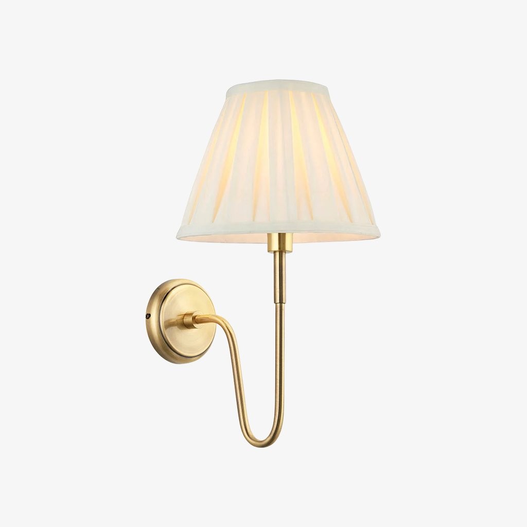 Ivoralux Tapered Fabric Wall Light - Modern Classic Curved Arm Sconce K1916