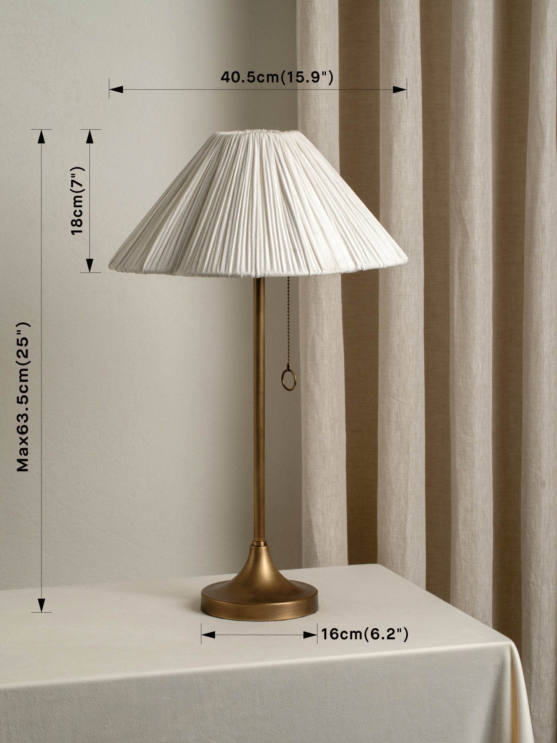 Blossine Scalloped Pleated Fabric Table Lamp - Modern Classic Bedside Lighting K1579