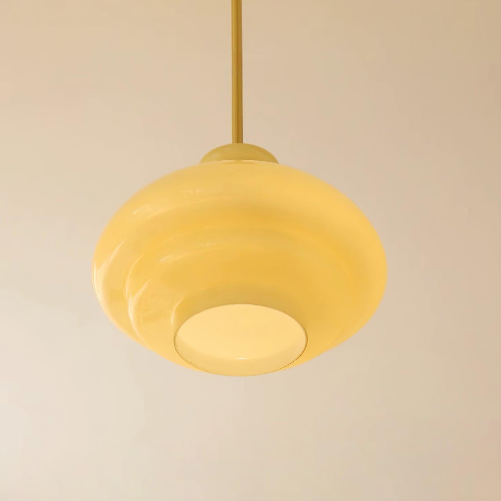Round Yellow Stylish Simple Glass Pendant Lamp K573