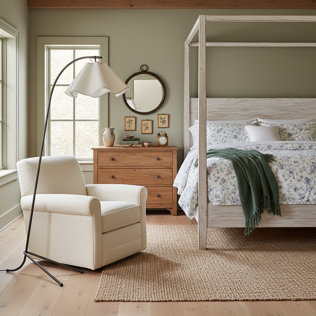 Oslan Sculptural Linen Shade Floor Lamp - Curved Metal Frame Floor Light for Living Room K1147