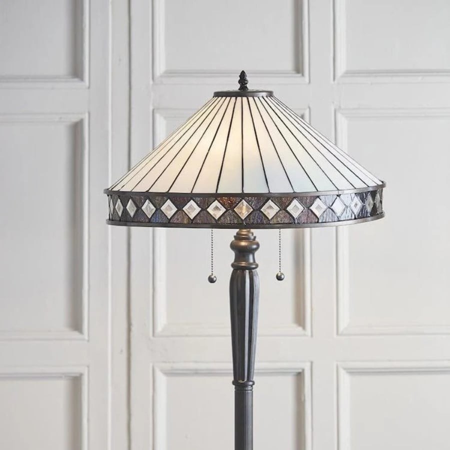TF Fargo Geometric Art Deco Tiffany Floor Lamp for Living Room K1824