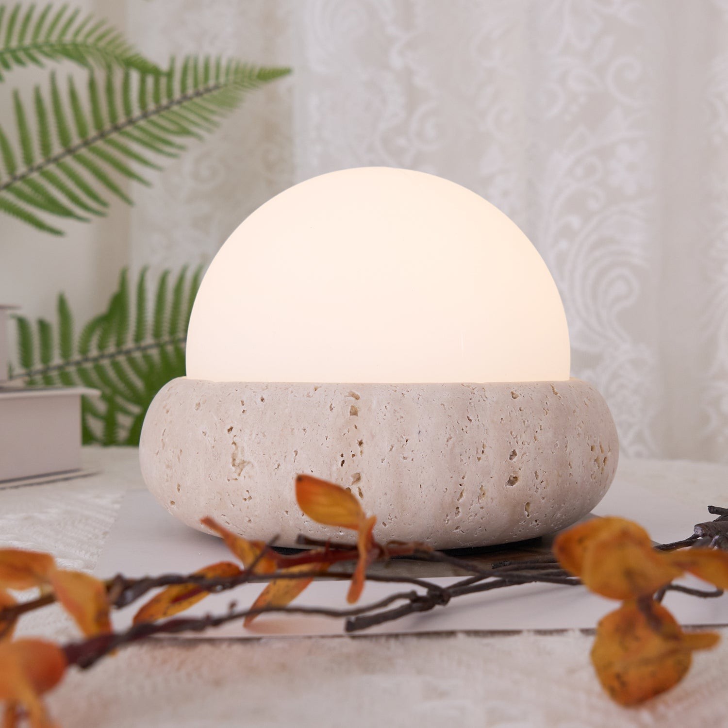 Modern Travertine Cute Mini Orb Table Lamp K853