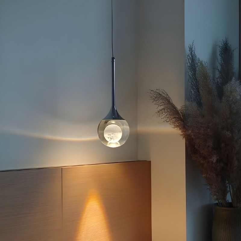 Moon Clear Glass Ball Pendant Light K787