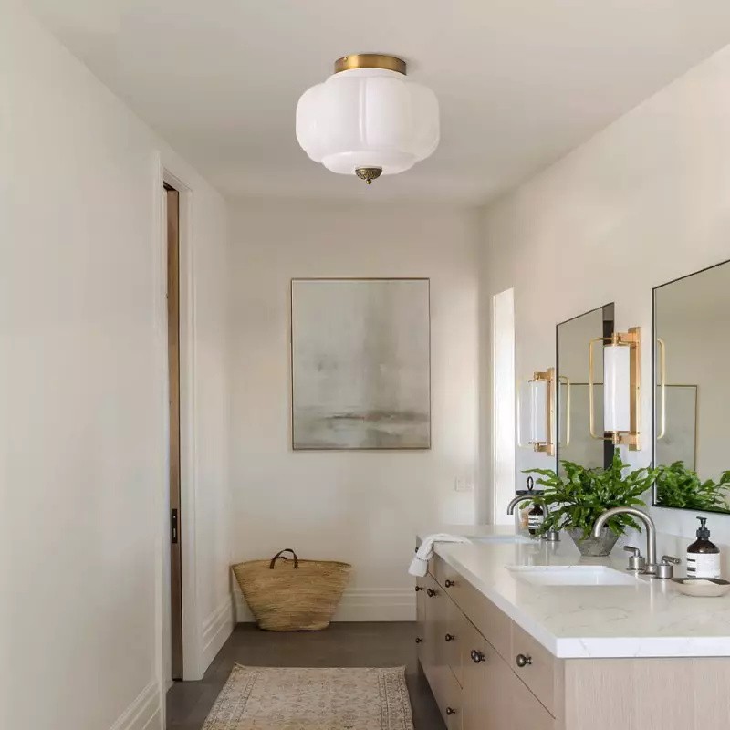 Eloise Retro Milk Glass Semi Flush Mount Ceiling Light K868