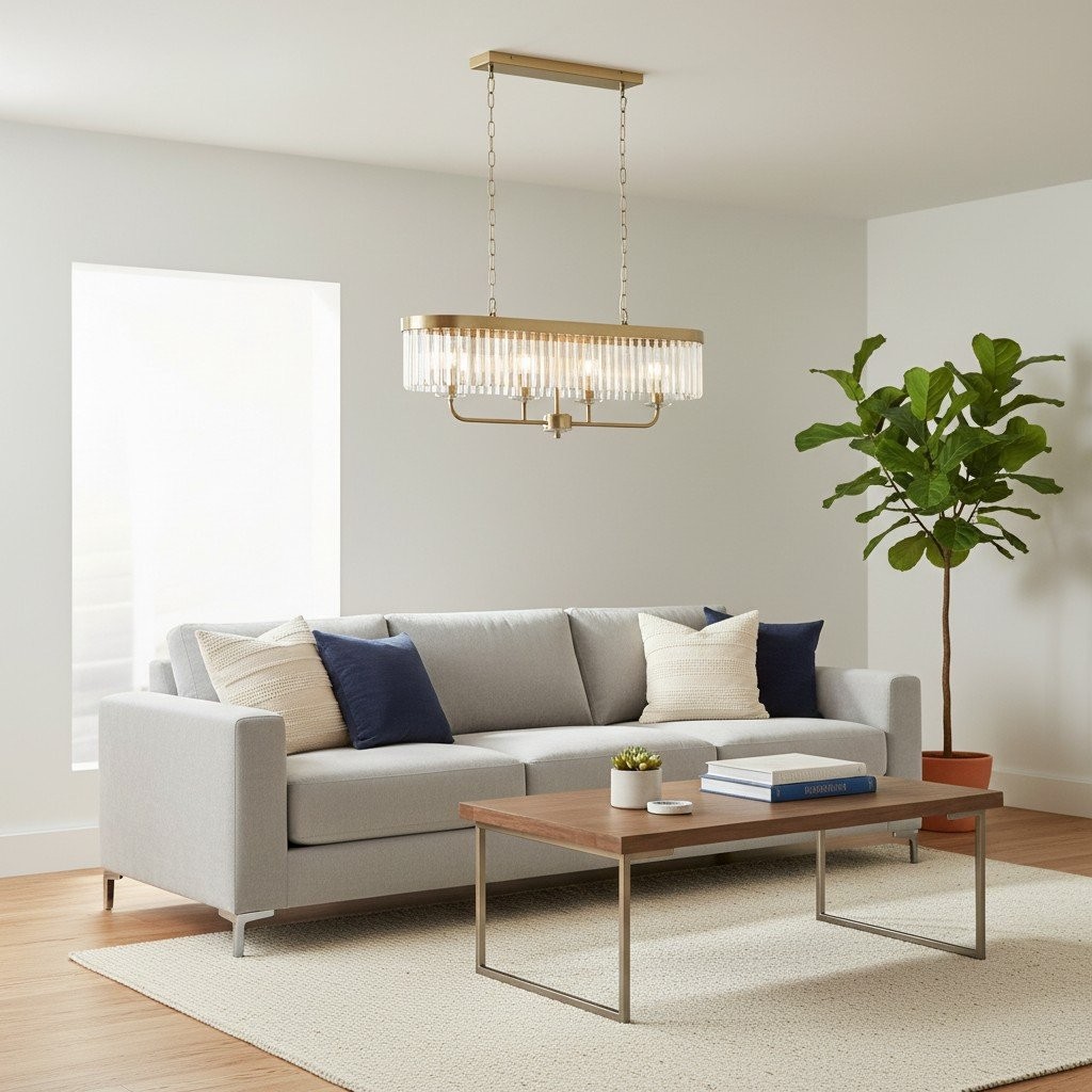Beveline 4-Light Linear Ceiling Pendant With Cut Faceted Glass - Sleek Metal Frame For Dining K1825