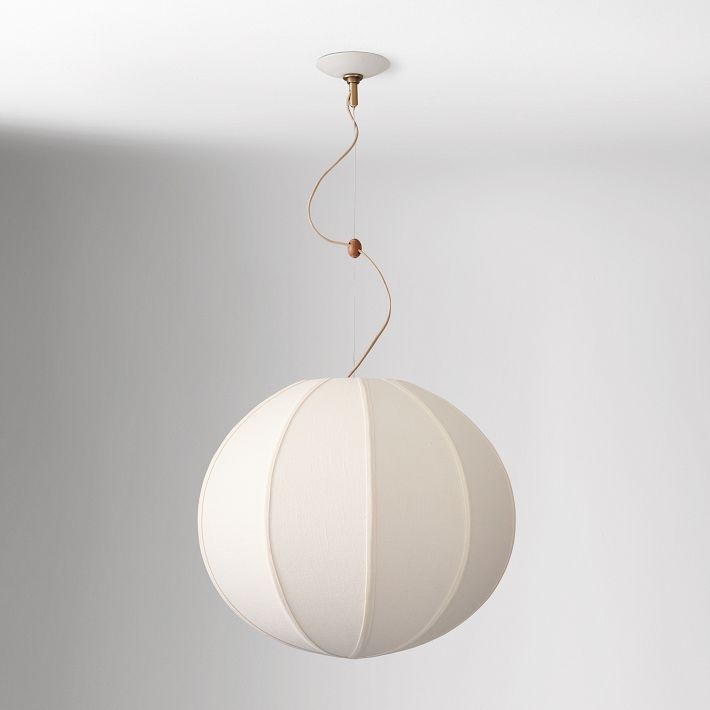 Alvian Pendant Light - Linen Shade with Adjustable Height for Cozy Dining K1384
