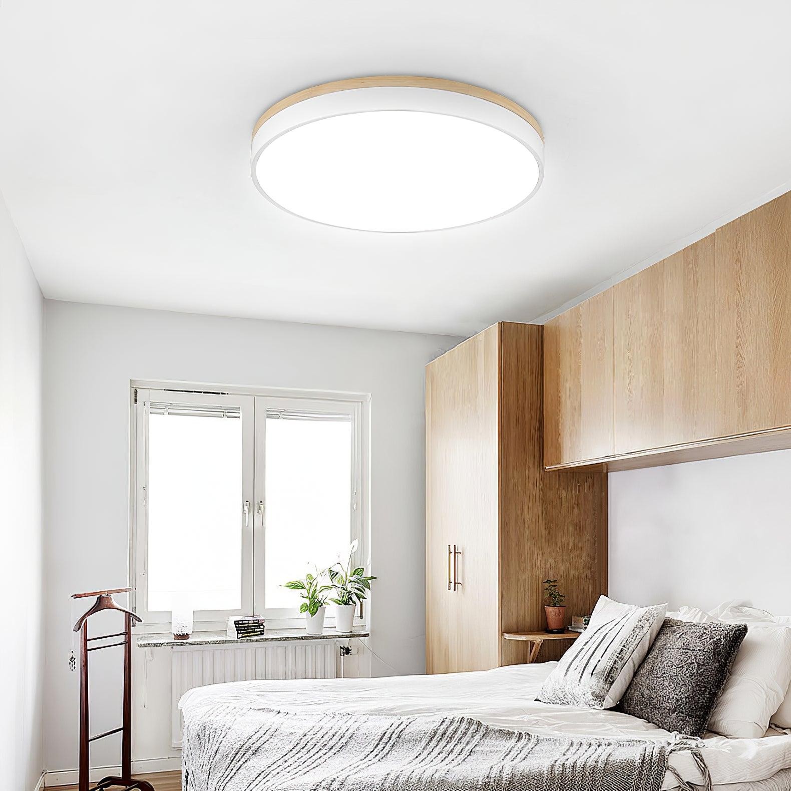 White Round Wooden Ceiling Lamp K772