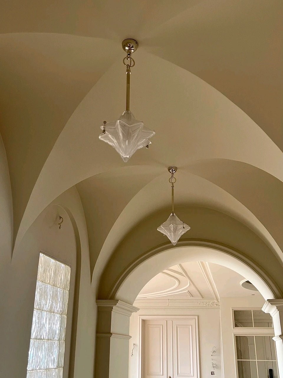 Art Deco Astris Elara Star Pendant Light - Frosted Glass Pendant with Geometric Style K1583