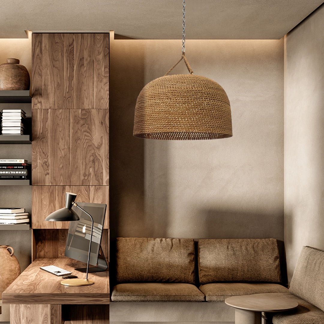 Natural Shadow Rattan Japandi Pendant Light D830