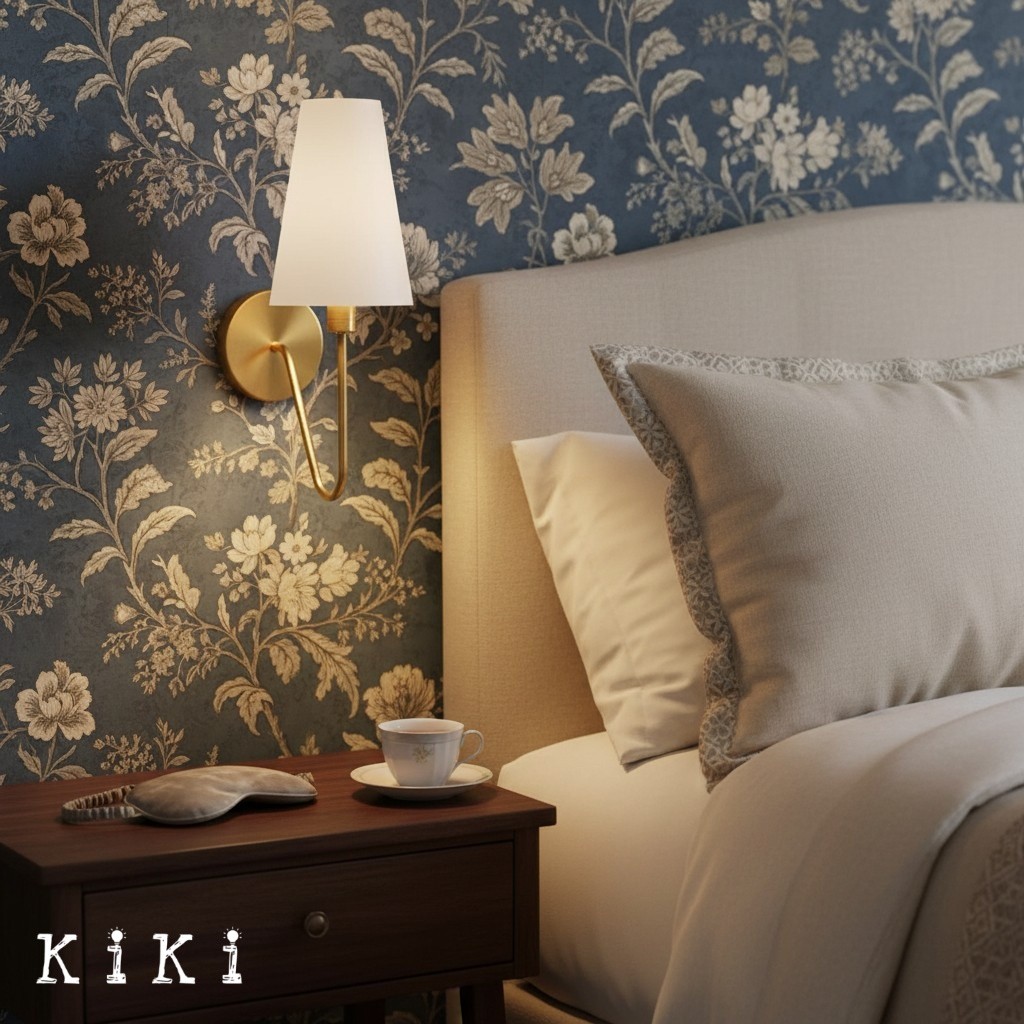 Arcuma Elegant Metal Fabric Shade Wall Sconce - Chic Lighting for Nightstands and Hallways K2077