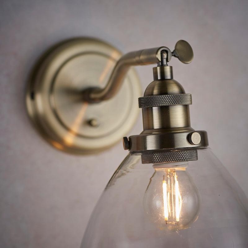 Adjustable Hansen Brass Wall Sconce - Clear Glass Design K1598