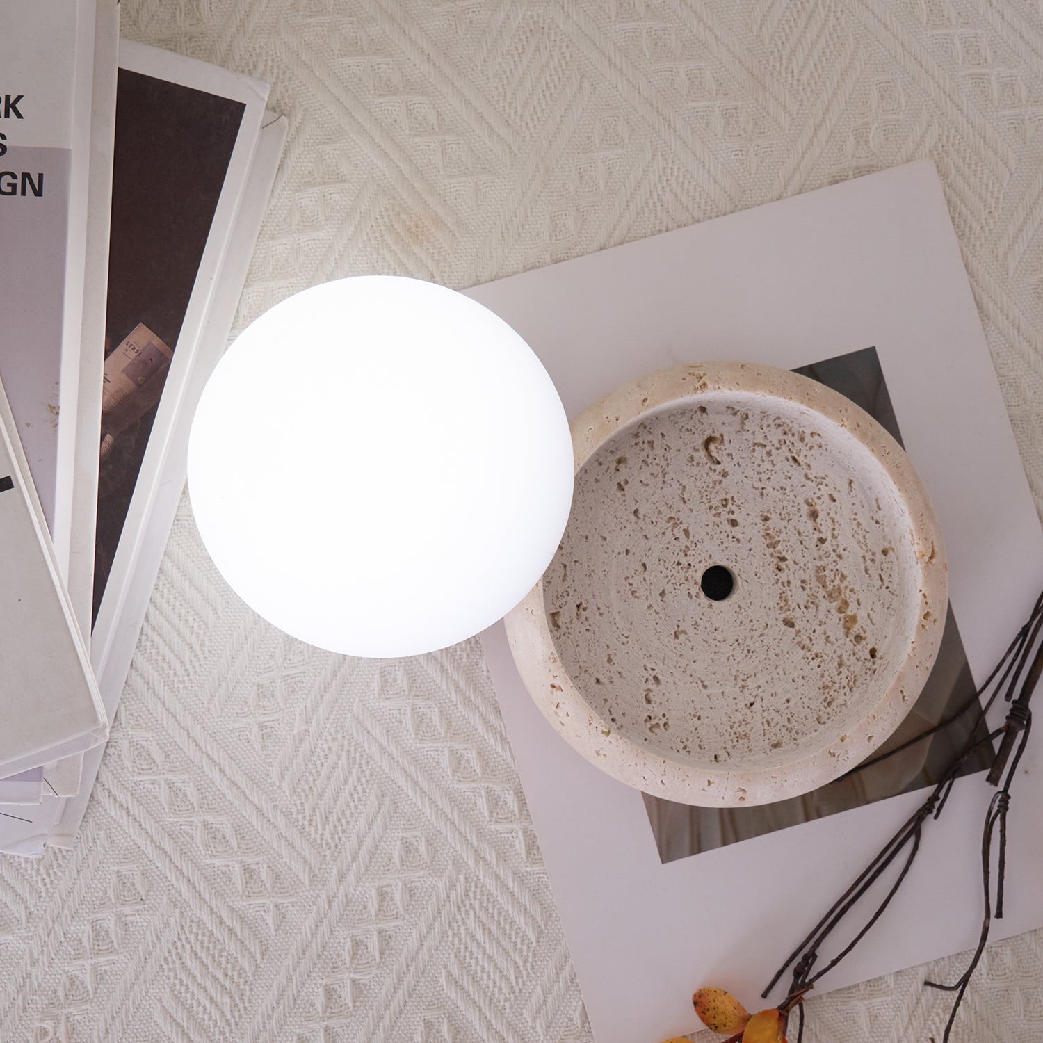 Modern Travertine Cute Mini Orb Table Lamp K853