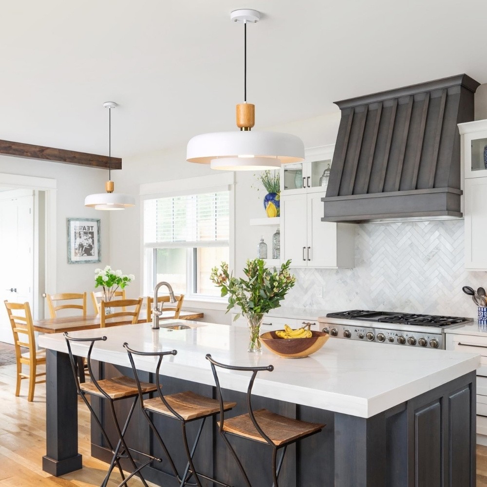 Nordic Double Layers Pendant Light - Minimalist Wood Metal Pendant For Kitchen K1123