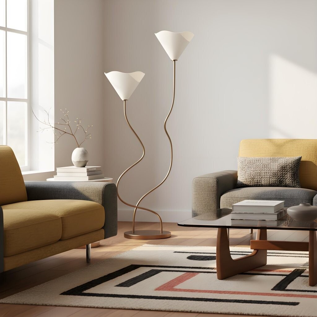 Kysara Floor Lamp - Dual-Stem Floral Design are Suitable for Placement in the Living Room or Bedroom or Study K1650