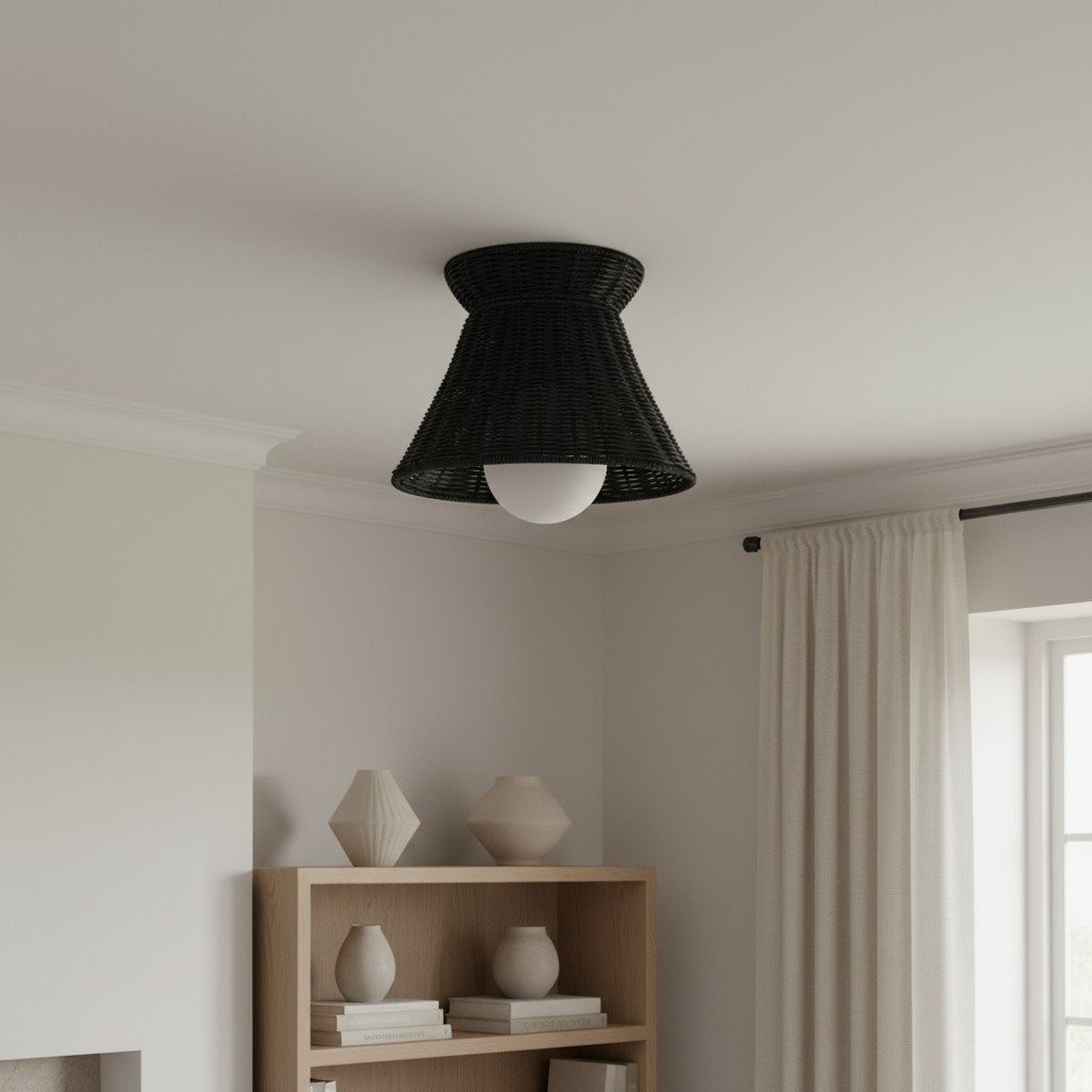 Wickara Woven Organic Silhouette Ceiling Light - Rattan Boho Style for Living Room K1631