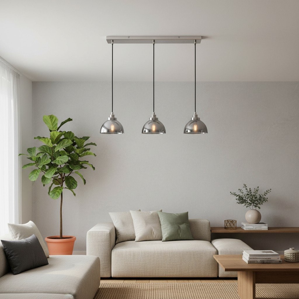 Shimmera 3-Light Linear Pendant - Mirror Glass Shades with Modern Nickel Finish for Dining Rooms K1847