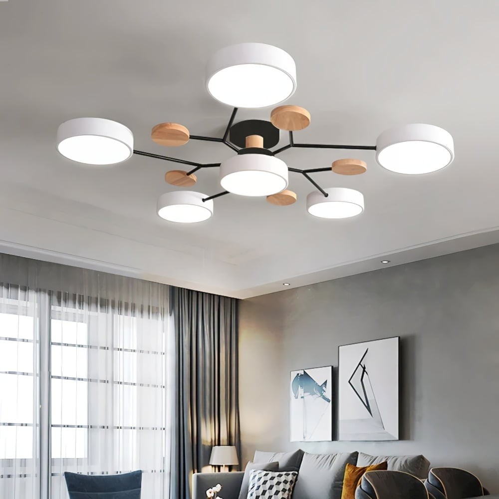 Coloful Branched Round Wooden Ceiling Light K176