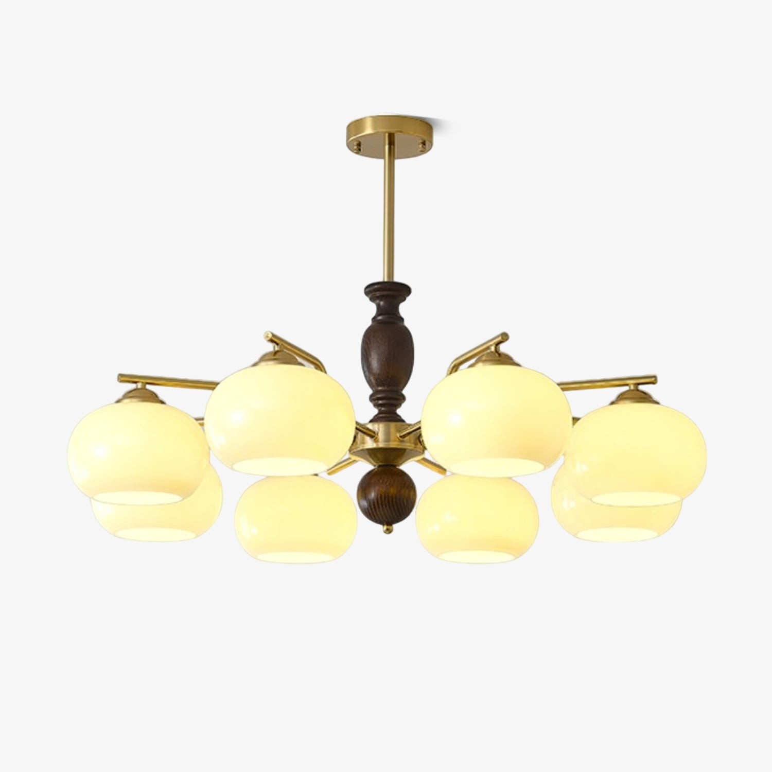 Medieval Style Walnut Beige Orb Chandelier K763