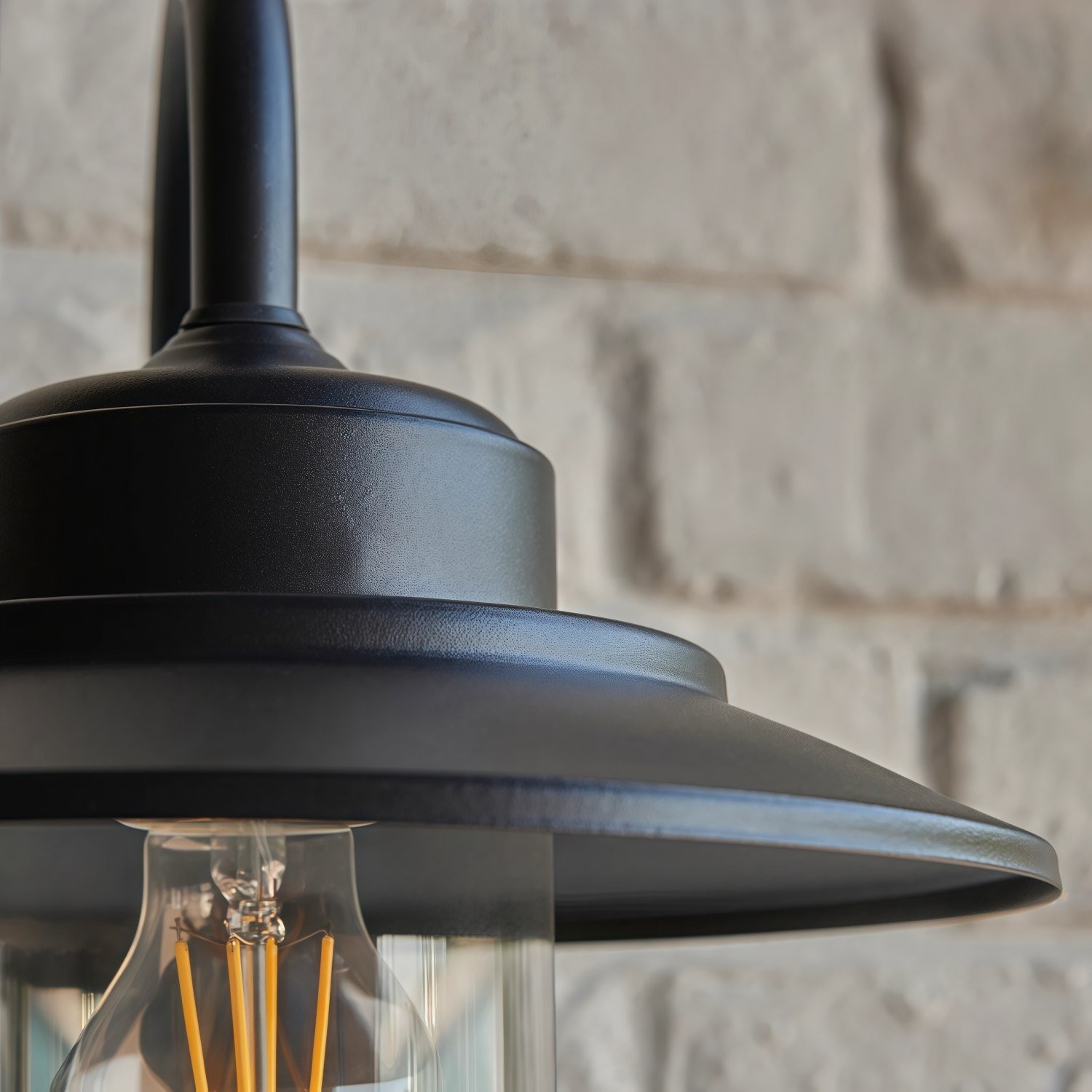 Trevanta Arched Arm Design Wall Light - Black Painted Sensor Lantern Style K1867