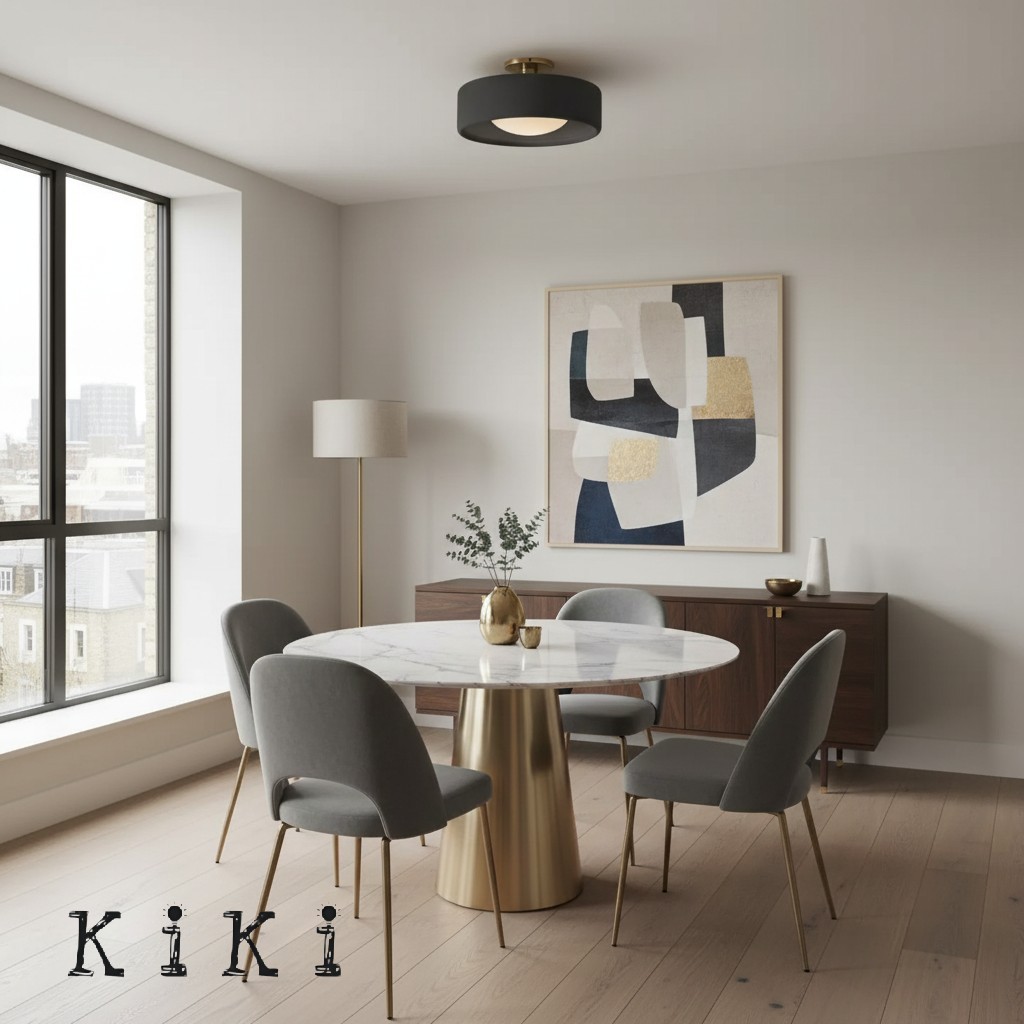 Cerova Modern Porcelain Flush Mount Ceiling Light– Elegant Ivory Shade K1373