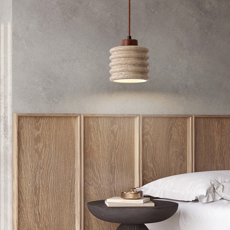 Traditional Retro Cylindrical Solid Wood Pendant Lamp K724