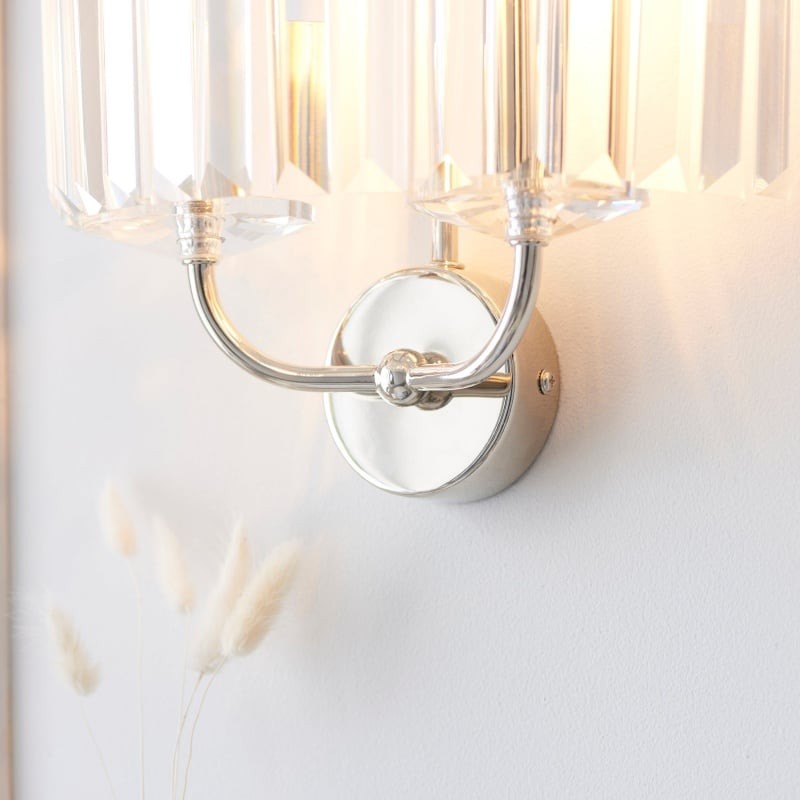 Beveline Faceted Clear Cut Glass Wall Light - Classic Metal Sconce for Hallway and Living Room K1853