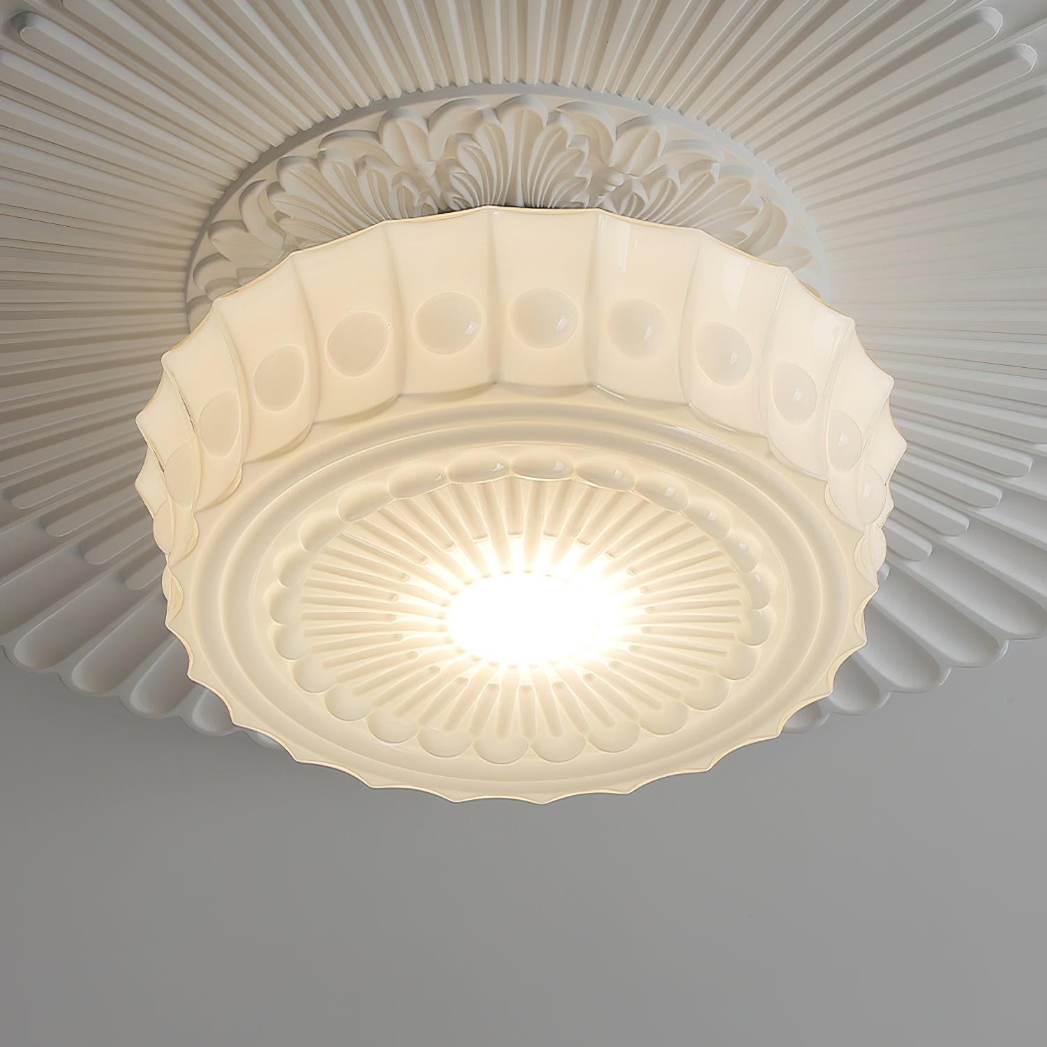 Rigidus French Vintage Glass Cream Style Ceiling Light K431